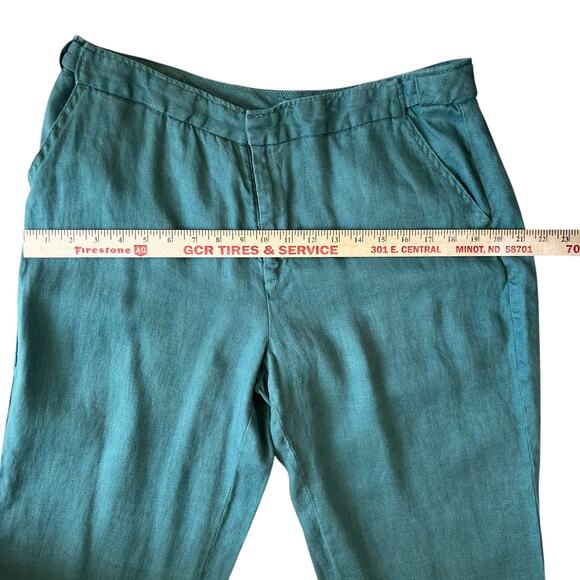 Coldwater Creek Pants Women's Size 14 Green 100% Linen Trouser Work Office Cool - Picture 8 of 13